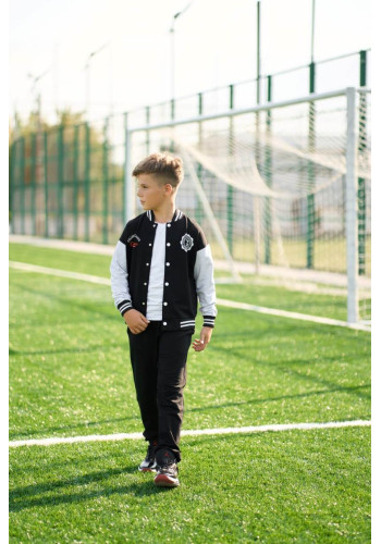 tracksuit for boy black with gray