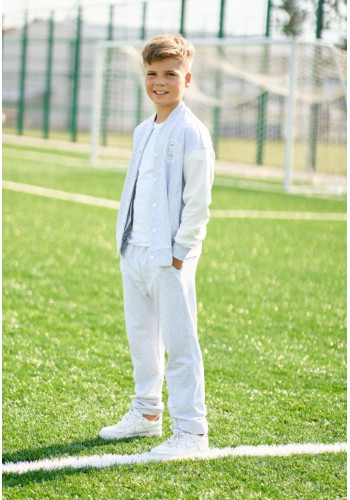 tracksuit for boy gray with white