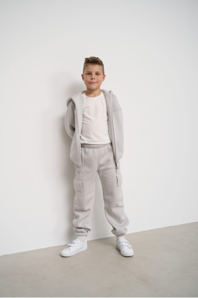 warm suit with a zipper for a boy gray