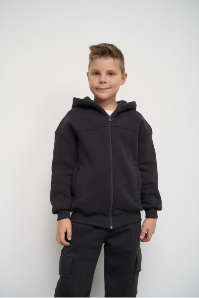 warm suit with zipper boy black