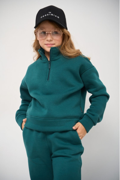 Warm tracksuit for girl green