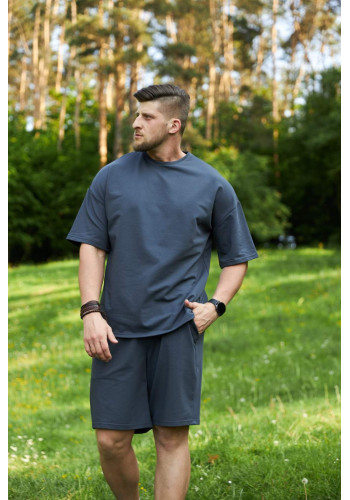 Men's suit shorts and T-shirt dark gray