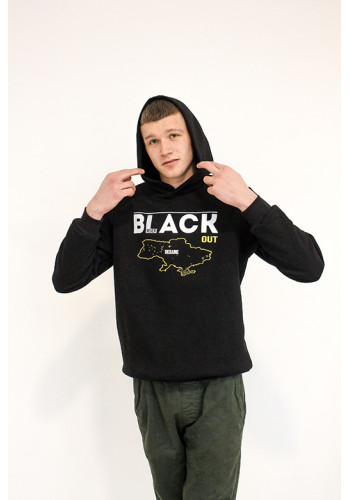 warm men's hoodie black blackout