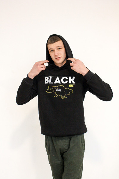 warm men's hoodie black blackout