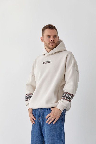 warm men's hoodie with embroidery