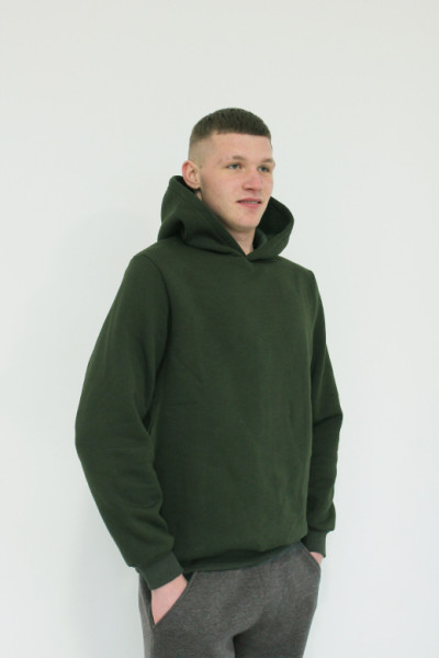 warm men's hoodie without a pocket