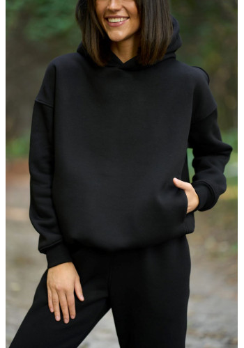 warm suit with a hood black