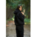 warm suit with a hood black