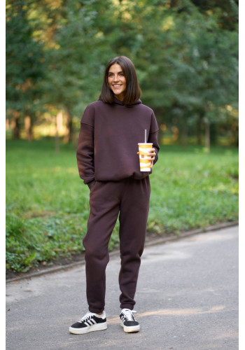 warm suit with a hood brown
