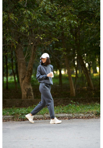 warm suit with a hood dark gray