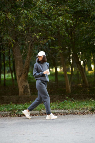 warm suit with a hood dark gray