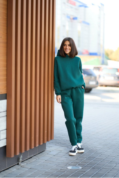 warm suit with a hood green