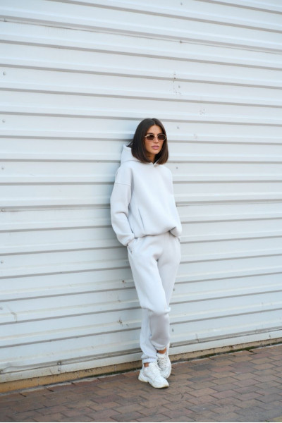 warm suit with a hood light gray