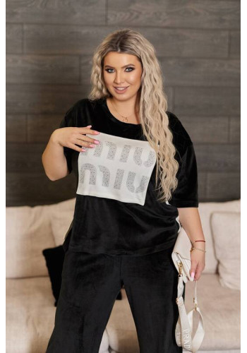 women's velour suit black