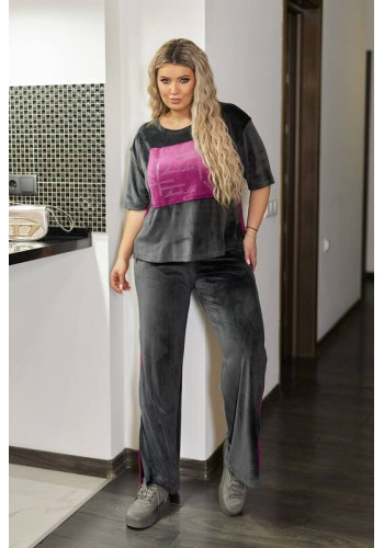 women's velour suit graphite