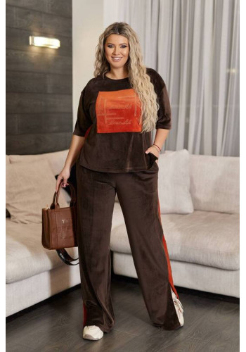women's velour suit in chocolate colour