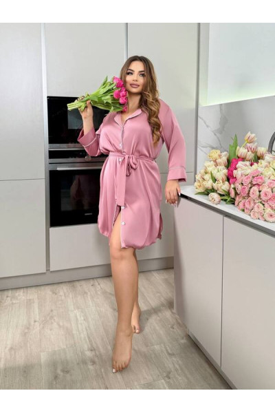 women's silk robe pink