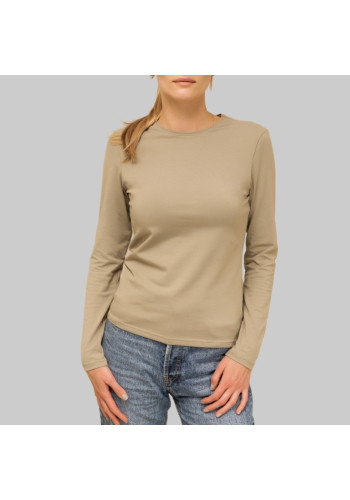 women's long sleeve T-shirt dark beige