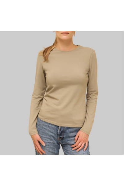 women's long sleeve T-shirt dark beige