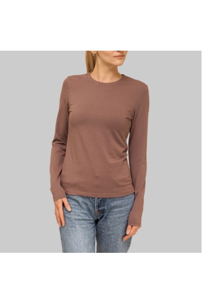 women's long sleeve T-shirt brown