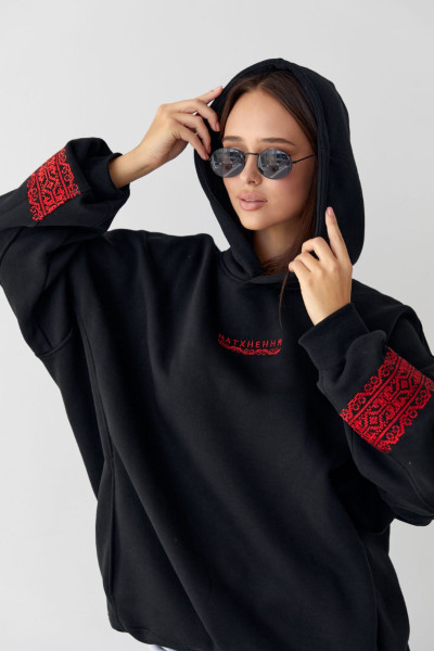 warm hoodie with embroidery black