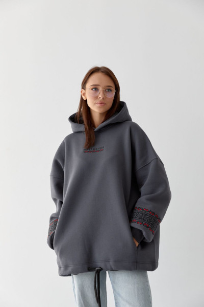 warm women's hoodie with embroidery