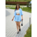women's suit with shorts blue