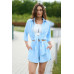 women's suit with shorts blue
