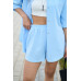 women's suit with shorts blue