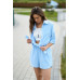 women's suit with shorts blue