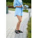 women's suit with shorts blue